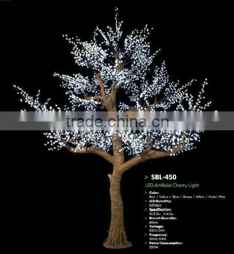 Artificial Cherry Tree, Pre Lit With White LED