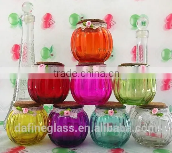 Pumpkin Shape Glass Vase Bottle for Plant With Metal Handle Candle Hydroponic/Home Decoration photo-2