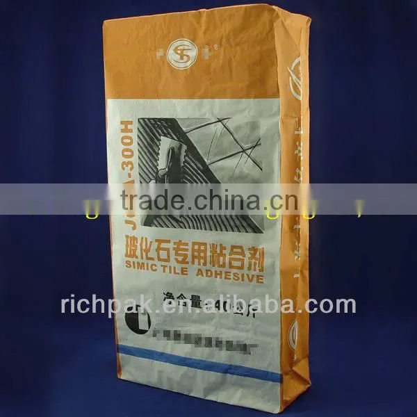 40kg kraft paper valve bag for dry mortar