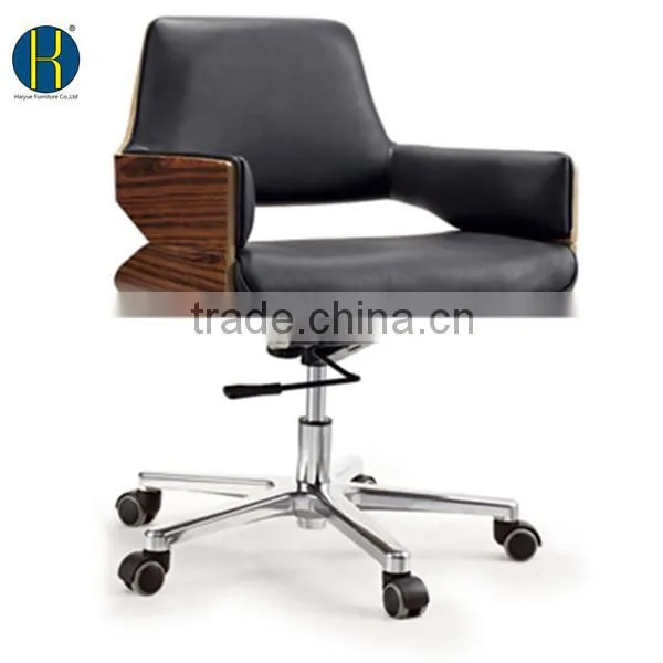 HY2008 Wholesale Leather Upholstery Revolving Chair With Wheels photo-3
