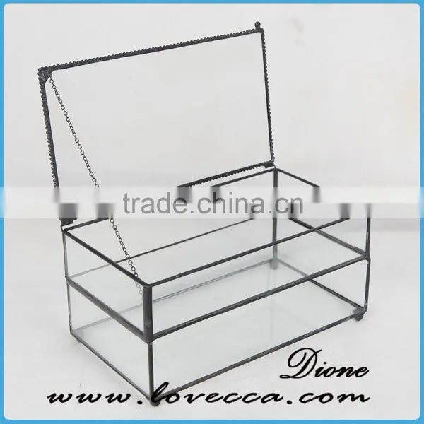 Glass and Brass Modern Organizer Container Bin , Typography Office Trinket Tray photo-2