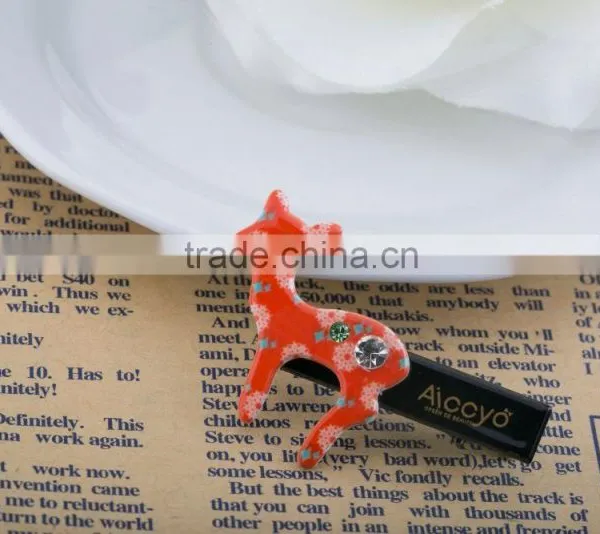 Colored Sika Deer Decoration Hair Slide Handmade Metal Clip Kids Rhinestone Plain Hair Clip photo-4