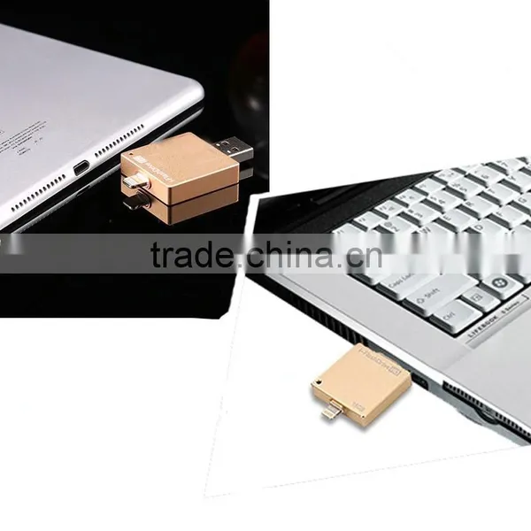 Gold Metal Material 8gb 16gb 32gb 64gb OTG 2.0 USB Flash Drive Memory Phone U Disk photo-3