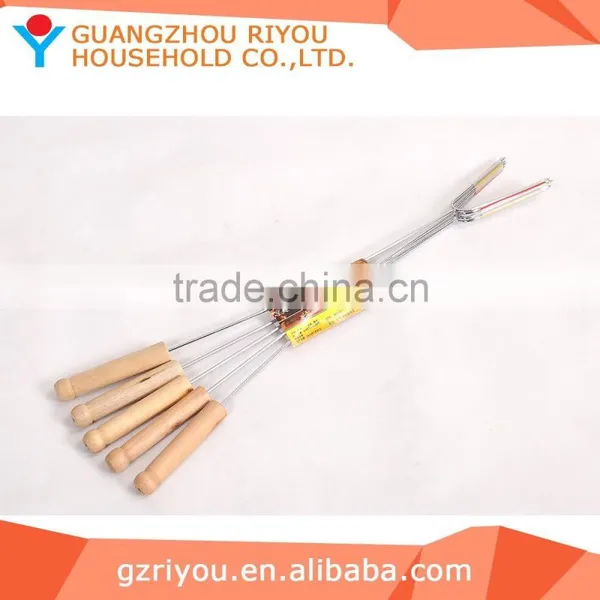 2015 Camping Wooden Handle Extendable Telescopic Bbq Fork Wholesale