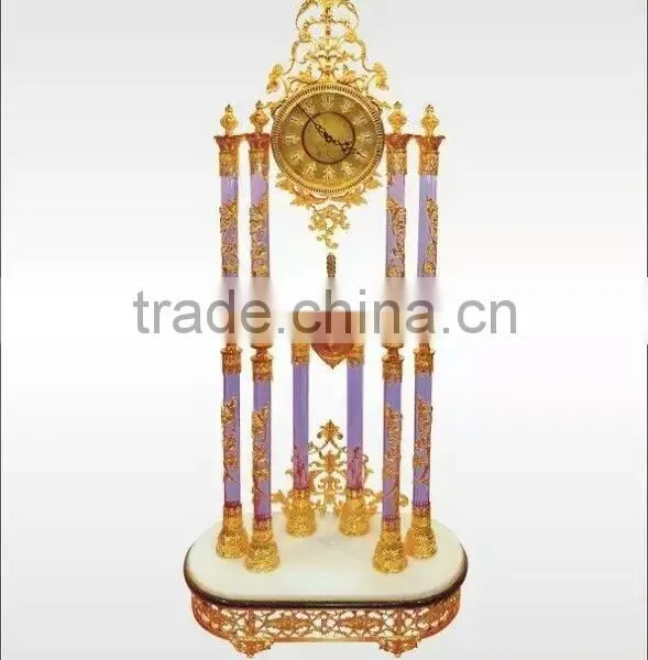 24K Gold Plated Brass Clock, Home Decorative Clock, Romantic Wedding Gold Gild Clock photo-3