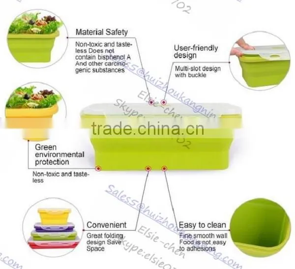 Silicone Outdoor Lunch Box Silicone Collapsible Outdoor Lunch Box Silicone NON Leaking Lunch Box photo-2