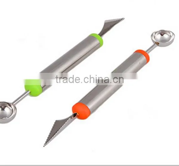 Factory Wholesale 2 in 1 Stainless Steel Fruit Carving Knife Melon Baller photo-3