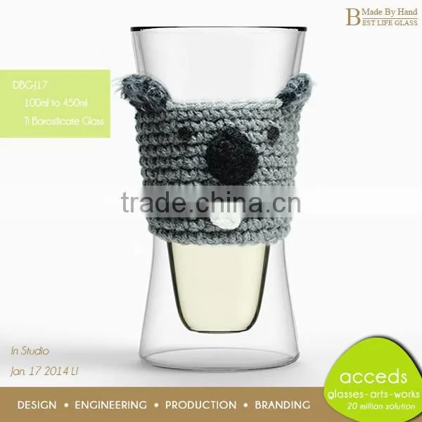 Decorative Sleeve Attched Doube Wall Glass Milk Cup In 2014 photo-2