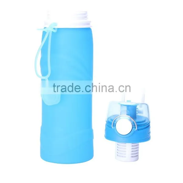 High Quality 700ml BPA Free Silicone Water Bottle Portable,Amazon Best Selling Food Grade Water Bottle Wholseale photo-3