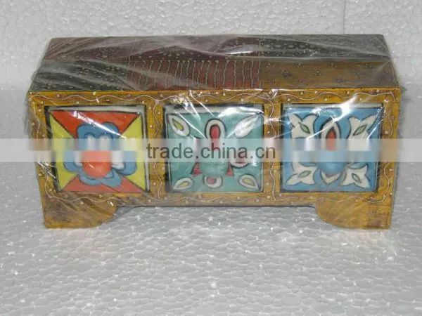 Mango Wood Ceramic Drawers,Wooden Ceramic Drawers