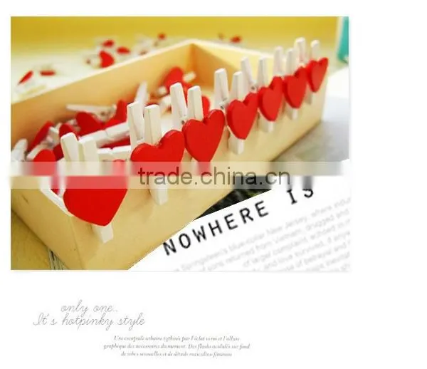 Wooden Red Heart Photo Meno Clip for Home Decor photo-2