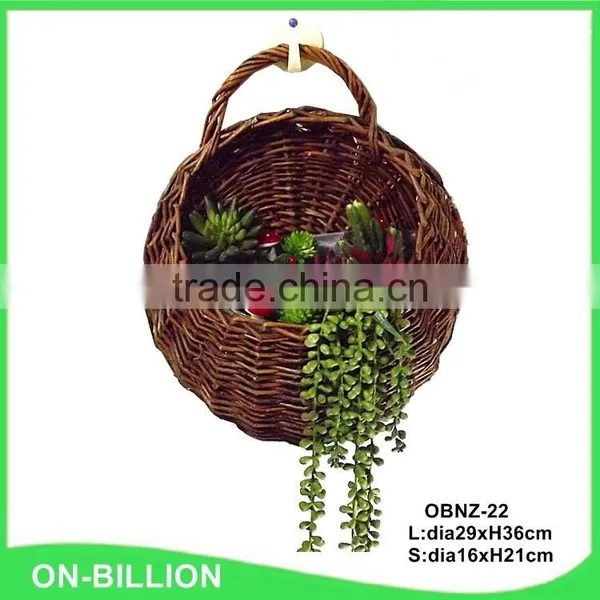 Handmade Decorative Garden Hanging Rattan Flower Basket photo-3