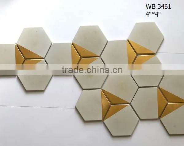 Hexagon Concrete Tiles With the Gold Painted Tips