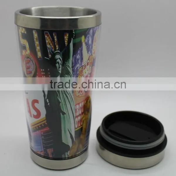 16oz Double Wall Insert Paper Promoition Plastic Coffee Mug DIY Can Change Paper Mug photo-2