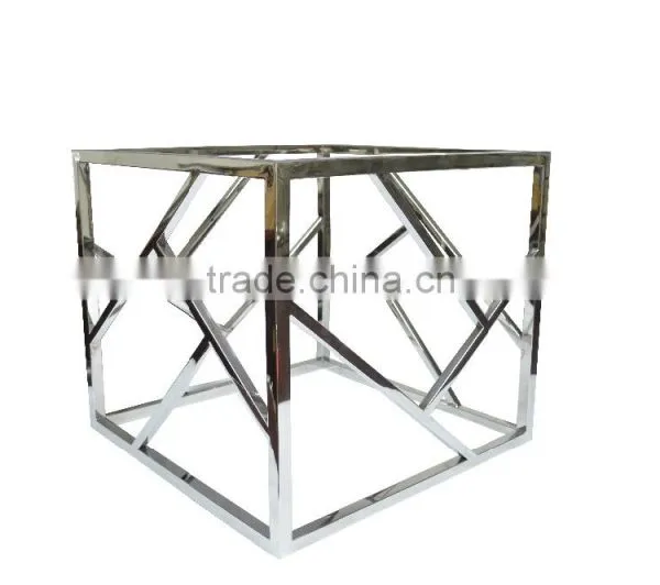 Custom Design Stainless Steel Rose Gold Plating Metal Square Glass Coffee Table photo-2