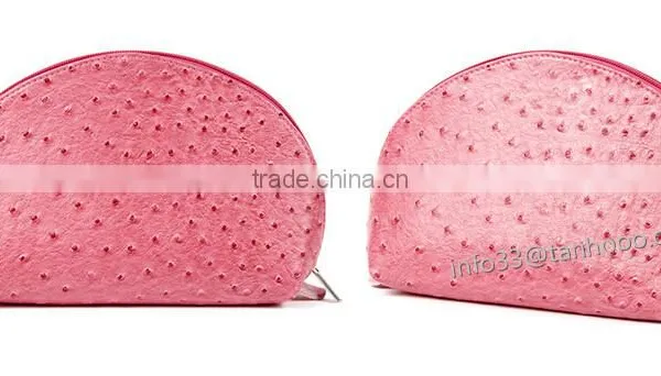 Women's Cosmetic Bag Colorfull Fashion Ostrich Grain Leather Make-up Bag Manufacturer photo-4