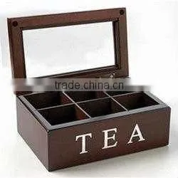 6 Compartment Customized Wooden Tea Box
