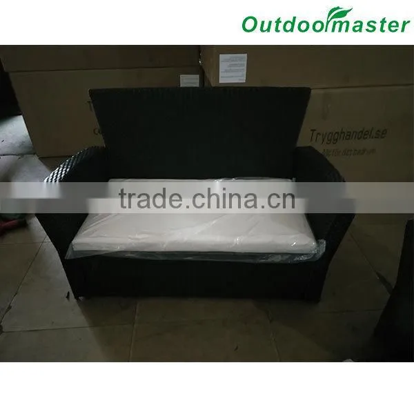 Factory Production 4pcs Assembled Cushioned Black Wicker Sofa Set photo-2