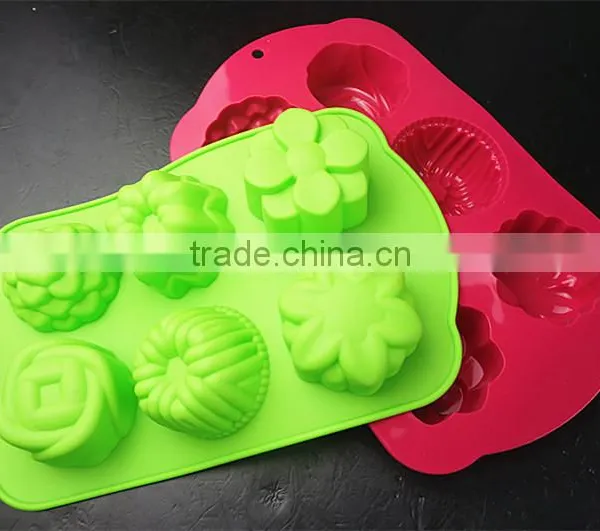 11031 Six Flower Shaped Promotional Gift Silicone Cake Mold photo-6