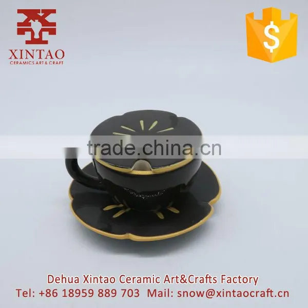 Glazed Chinese Ceramic Wholesale Bone China Tea Cup and Saucer, Usa Black Coffee Cup