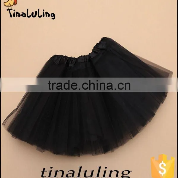 Classic Black Ballet Tutu Costumes Children 3 Layers Tulle Skirts Kids Wears Baby Tutu photo-2