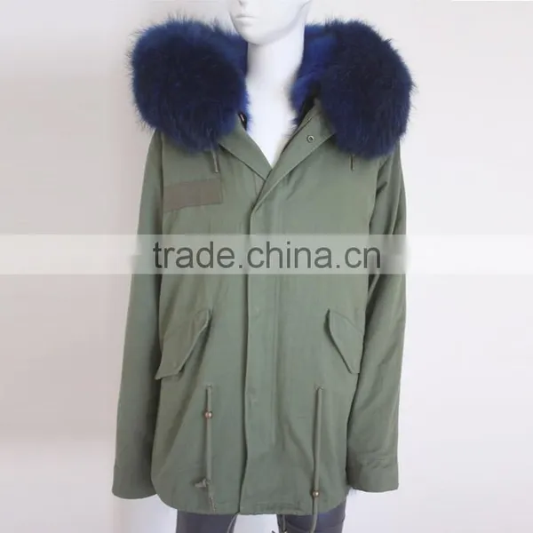 Myfur Army Green Fabric Parka With Fox Belly Fur Lining Winter Coat Wholesale photo-2