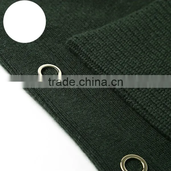 2017 New Design Women Green Color Vest Sweater Stand Collar Side Vent Sweater photo-5