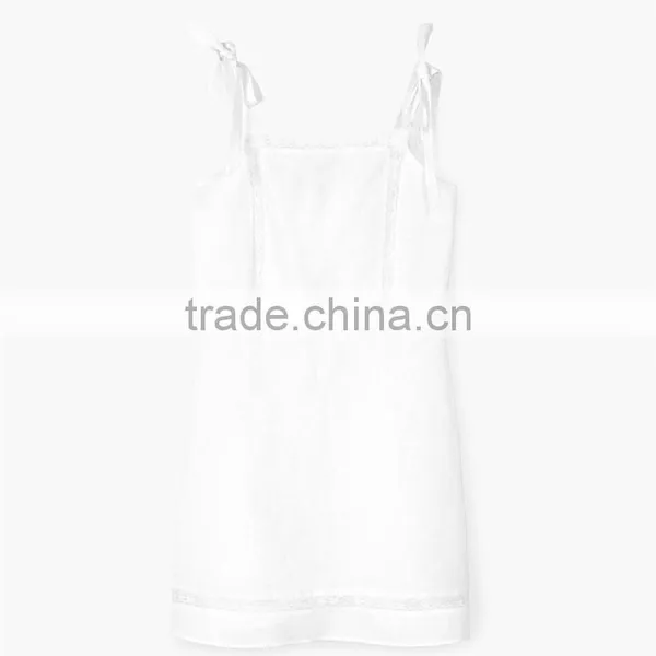 2017 Hot Style Women off Shoulder Sexy Short Square Neckline Bow Linen Dress photo-6