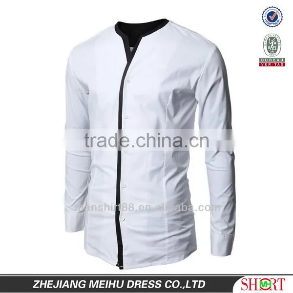 New Style Shirt Design for Men Fashion Clothing Popular Shirt no Collar for Men photo-4