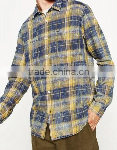 Youth Grid Comfortable Leisure Cotton Short Sleeve Shirt photo-2