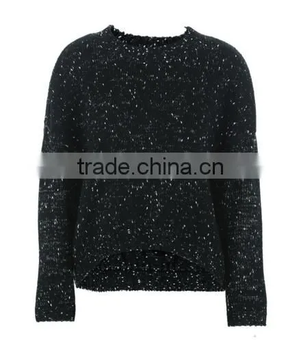 Ladies Cowl Neck Side Slit Loosev Fancy Knitting Patten Pullover Sweater for Wholesale photo-6
