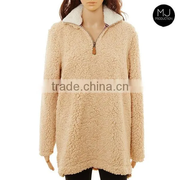 Factory Woman Plain Sherpa Pullover Sweater Wholesale Clothing photo-3