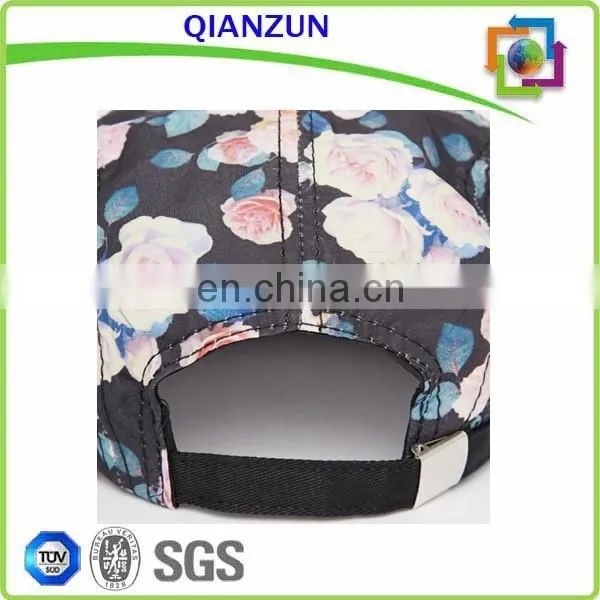 Custom Floral Flat Short Brim Blank 5 Panel Flat Caps Camp Cap photo-2
