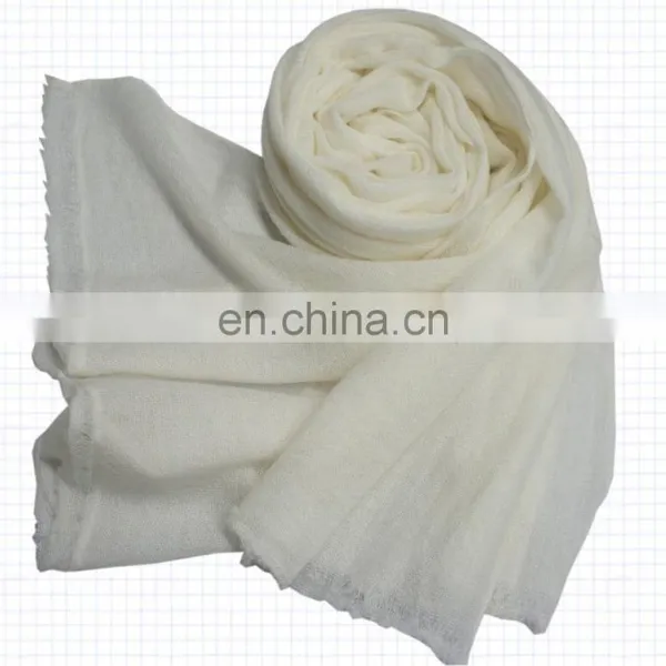 Gauze Pashmina Wool,Plain Ivory Colour Shawl,stole,scarves photo-2