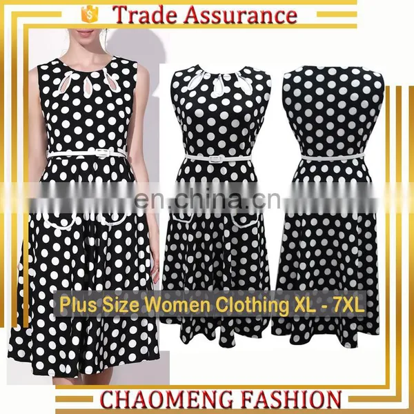 1567# Guangzhou Sleeveless Fancy Lady Fashion Wholesale Polka Dot Short Rockabilly Dress 50s Vintage Plus Size Women Clothing