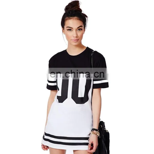 Factory Wholesale OEM Service Monochrome Baseball Loose Long T-Shirt Dress photo-3
