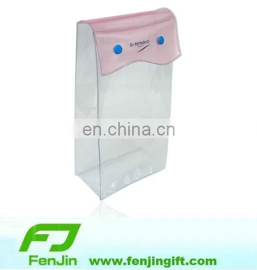 Clear pvc snap button bag with flap