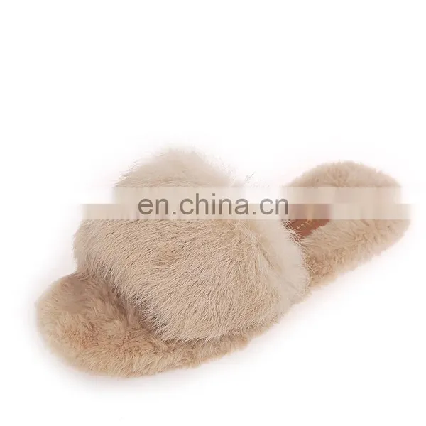 Wholesale Fashion Comfortable Indoor Outdoor Soft Non-slip Fur Slides Sheepskin Furry Winter Slippers For Women Shoes photo-6