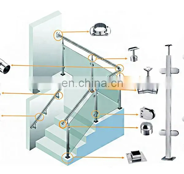 Outdoor Balcony Railing Design Stainless Steel Glass Railing Balustrade Handrail photo-4