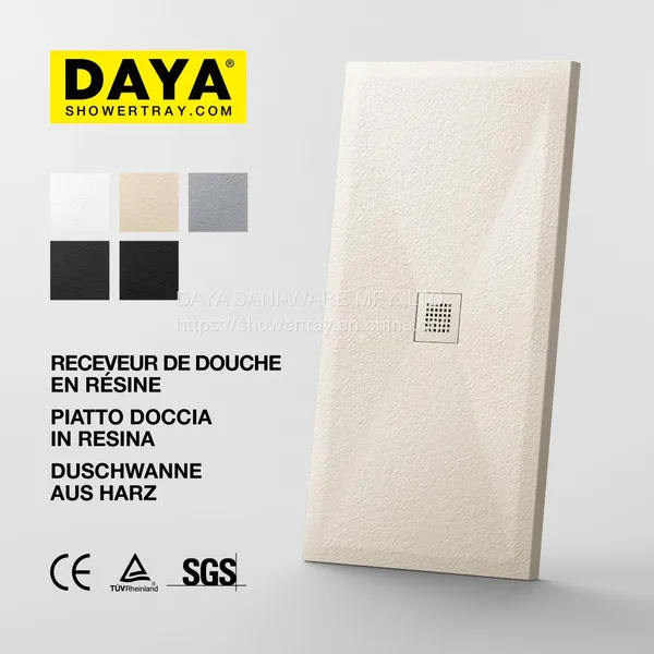 DAYA Grey Stone Shower Base Black Deep Shower Tray