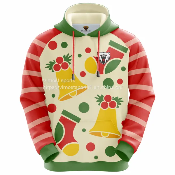 Custom Sublimation Hoodie of Bell and Sock Pattern of New Style photo-2