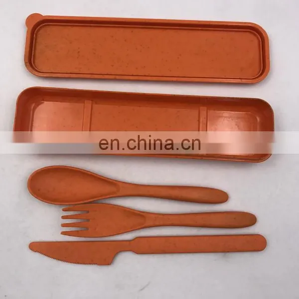 Eco-friendly Wheat Straw Material Portable Travel Plastic Cutlery Set photo-5