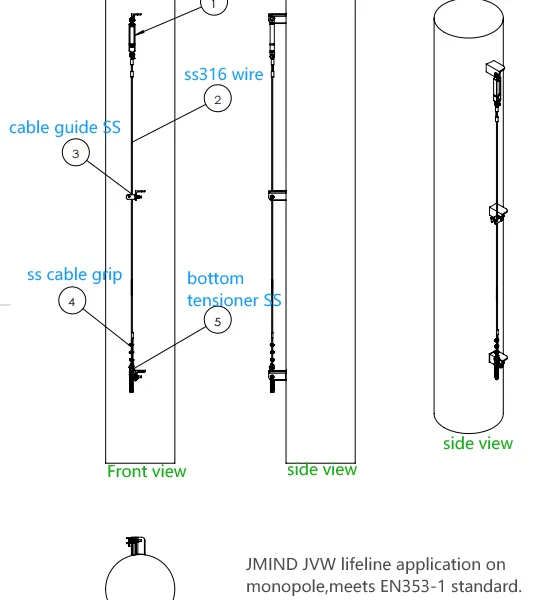 8mm Vertical Lifeline for Monopoles and High Mast Working at Height Safety photo-5