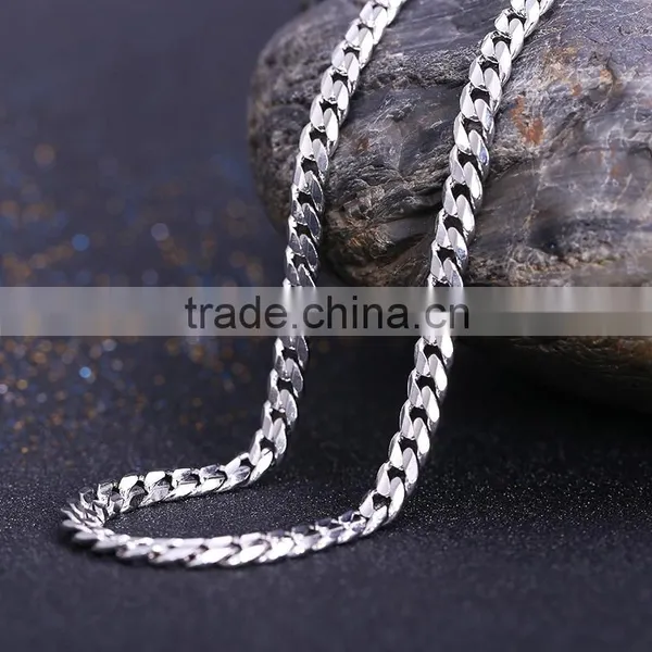 2015 Wholesale Fashion Jewelry Rhodium Plated Curb Chain Necklace photo-2