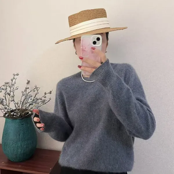 2025 Newest Style 100% Wool Women Fashion Sweater Soft Fuzzy Brush Sweater photo-2