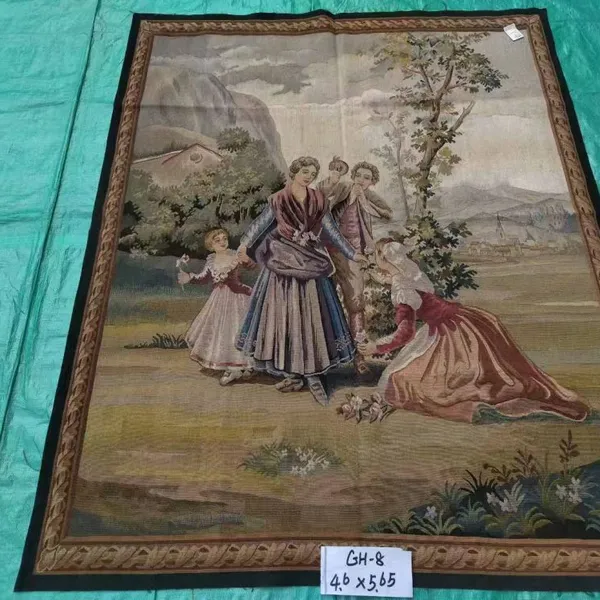 Hand Knotted French Aubusson Carpet and Rug
