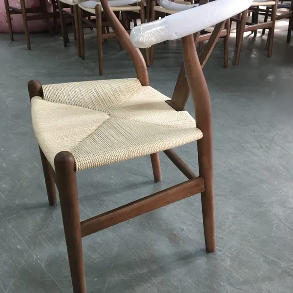 Wegner Ch24 Beech Wood and Paper Cord Dining Chair Wishbone Chair With Walnut Stain