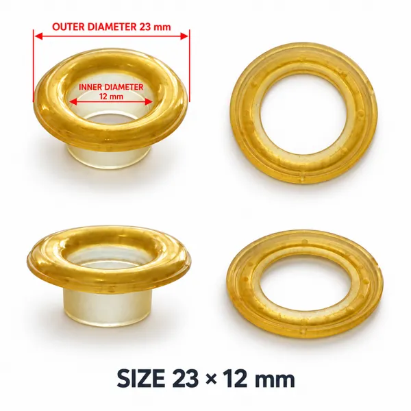 23mm x 12mm Translucent Yellow Plastic Eyelet and Washer Set Translucent Fitting for Tote Bag Awning and Heavy‑duty Sewing Production photo-3