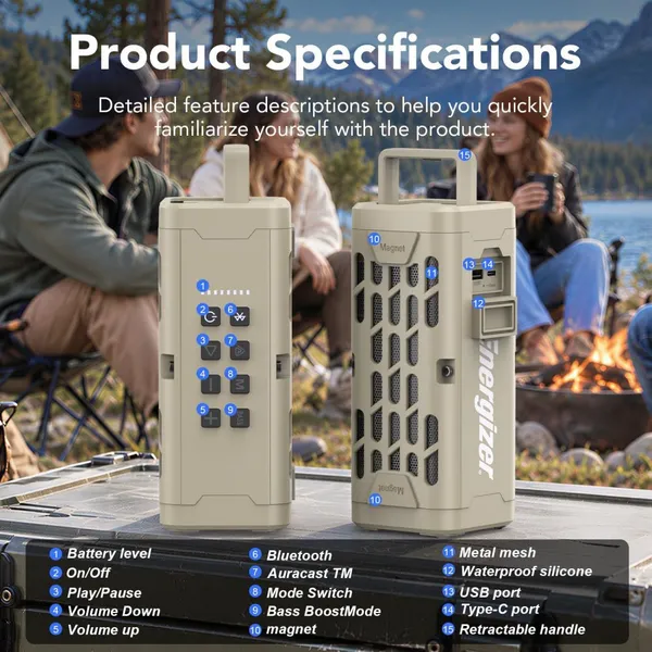 Portable Bluetooth Speaker, Rugged Magnetic Outdoor Speaker, IPX7 Waterproof, 70W Peak photo-2