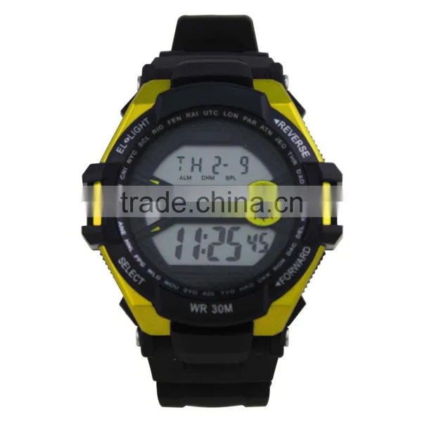LP1338_YW Rubber Strap Digital Chronograph Timer Counter LCD Sports Watch photo-2